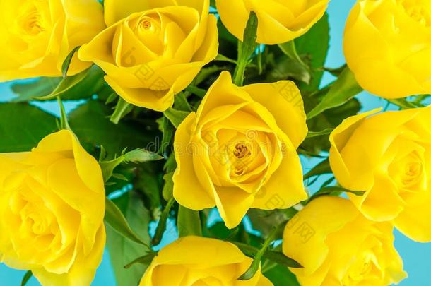 新鲜的黄色的玫瑰花束