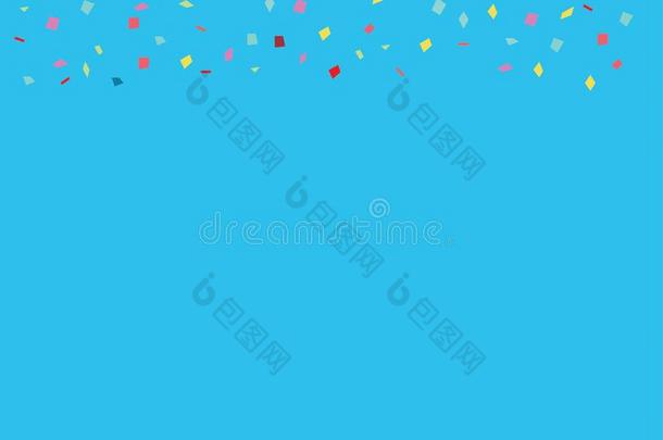 富有色彩的五彩纸屑向蓝色背景.庆祝&社交聚会.vectograp矢量图