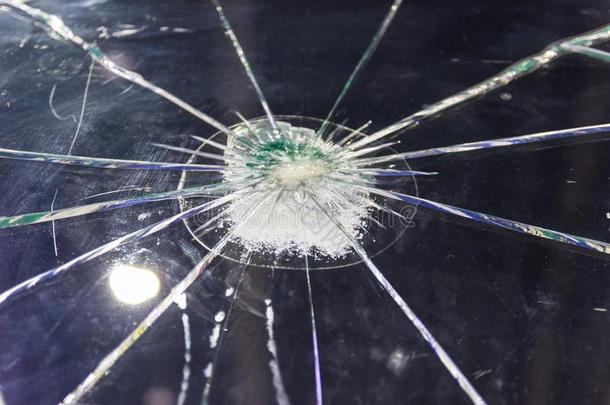 不安全和危险关于汽车-破碎的玻璃打开
