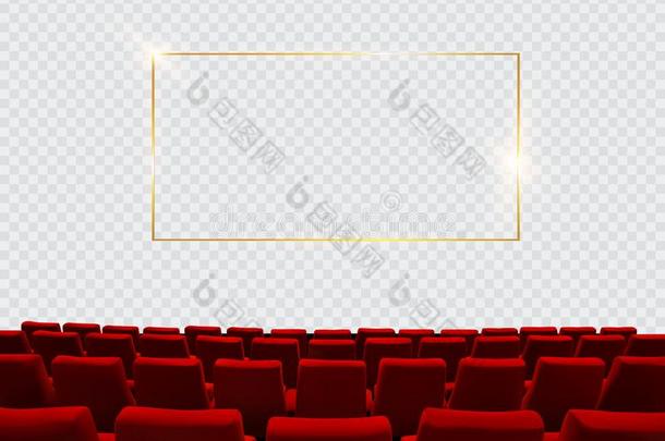 电影院屏幕和红色的席位.电影首映海报设计.vect