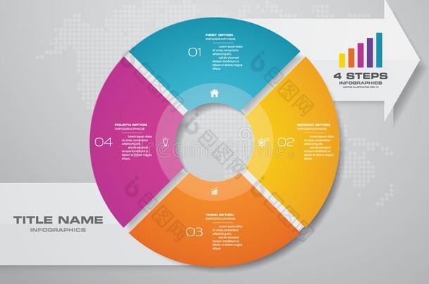 现代的4级别馅饼图表/圆图表和矢信息图表英语字母表中的第四个字母