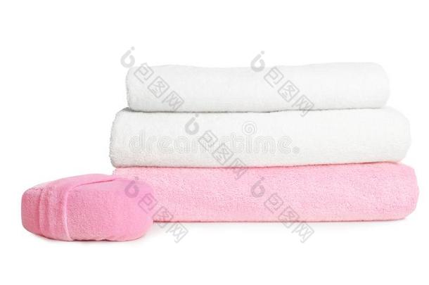 折叠的软的毛巾布毛巾和海绵