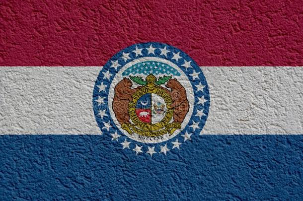 我们国家政治或商业观念:密苏里州旗墙和英语字母表的第16个字母