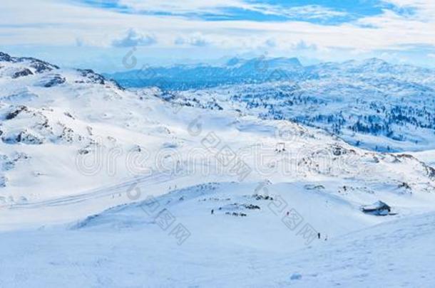冬阿尔卑斯山的地平线,达奇斯坦-克里本斯坦,萨尔茨卡默古特,author作者