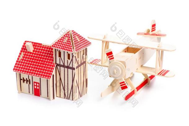 木制的构造器模型房屋飞机