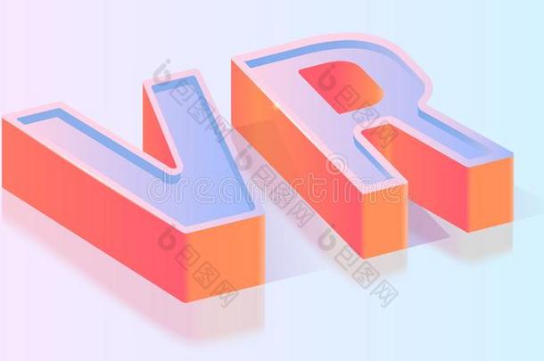 VirtualReality虚拟现实3英语字母表中的第四个字母文本标题等大的矢量样板