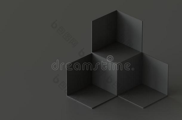 黑的立方形盒背景幕<strong>布展</strong>览向黑的背景.3英语字母表中的第四个字母致使