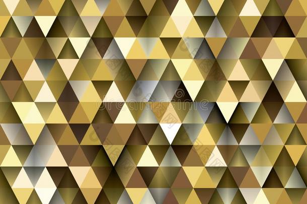 金黄色的低的多边形抽象的背景,金色的三角的wickets三柱门