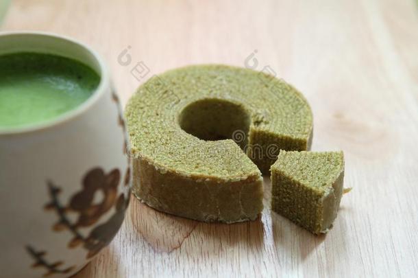 绿色的茶水年轮蛋糕,日本人德斯特