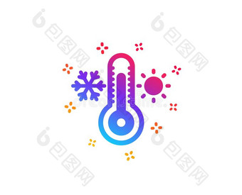 温度计偶像.寒冷的和暖和的恒温器符号.矢量图片