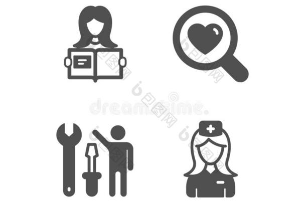 修理工,搜寻爱和女人阅读偶像.医院护士符号