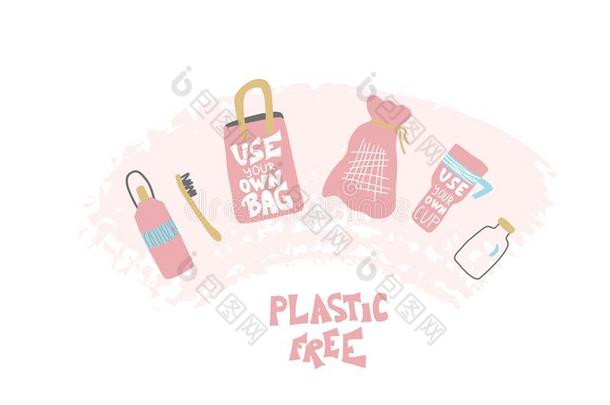 塑料制品自由的矢量观念和文本和象征.