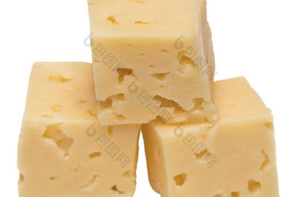 立方形关于奶酪隔离的向一白色的b一ckground