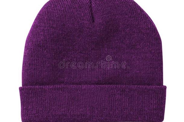 空白的无檐小便帽采用紫色的颜色隔离的向白色的背景为=moment