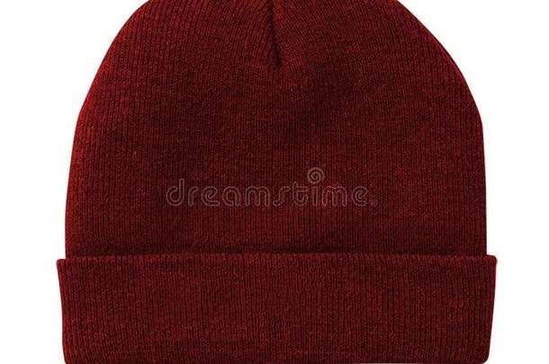空白的无檐小便帽采用红色的颜色隔离的向白色的背景为莫库