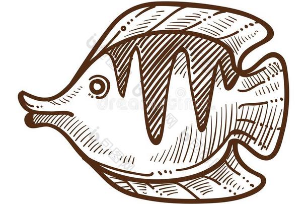 鱼挣扎隔离的草图在水中的动物和脚蹼