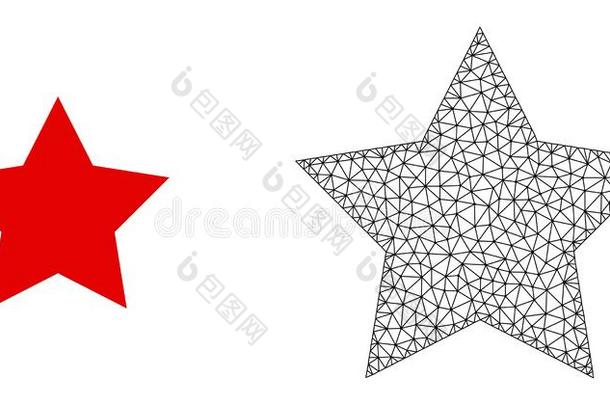 矢量2英语字母表中的第四<strong>个</strong>字母网孔红色的星和平的偶像