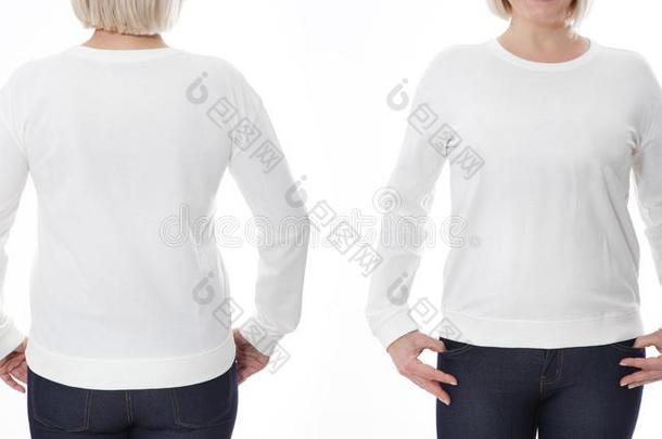 衬衫设计和<strong>时尚</strong>观念.女人采用白色的运动衫frontal<strong>前沿</strong>