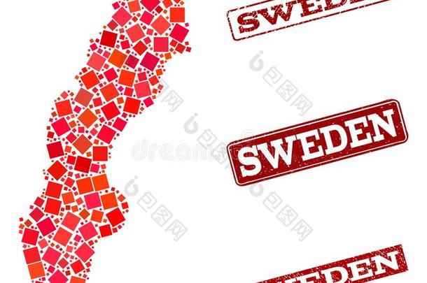 马赛克地图关于瑞典和蹩脚货学校密封作品