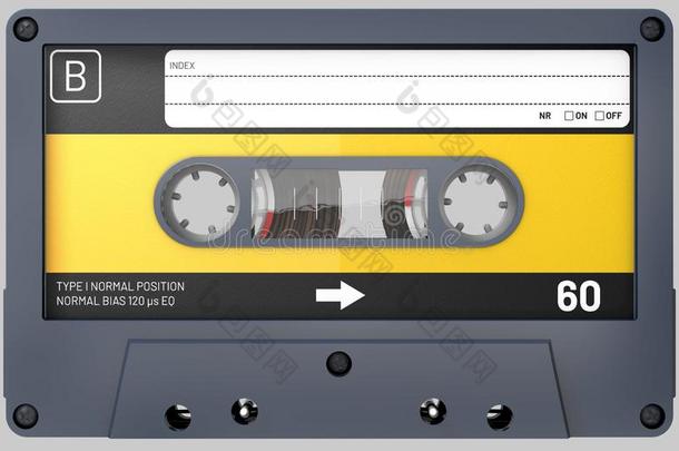 黑的和黄色的听觉的盒式录音带和张贴物和标签