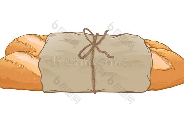 法国长面包面包有包装的采用纸