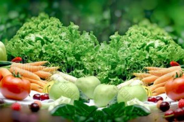 健康的食物,有机的成果和蔬菜-素食者日常饮食