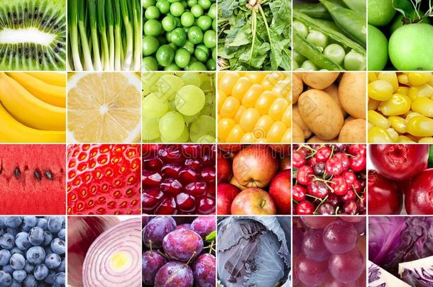 新鲜的有机的成果和蔬菜品种拼贴画