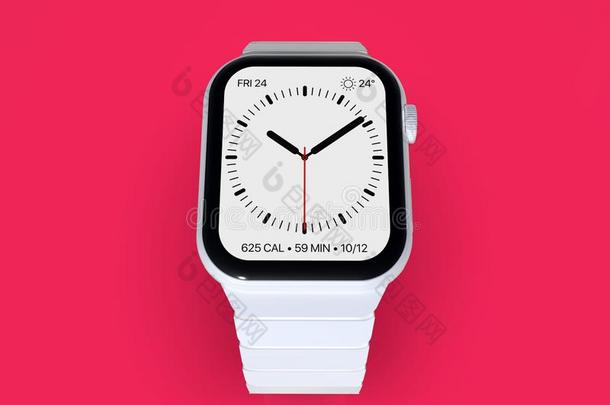 苹果注视4白色的陶器的虚构的传闻智能手表,假雷达