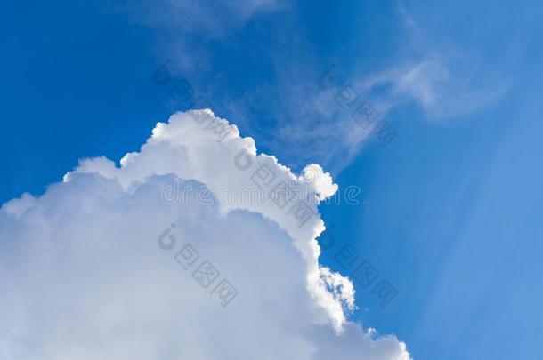 白色的积云松软的云采用明亮的蓝色天