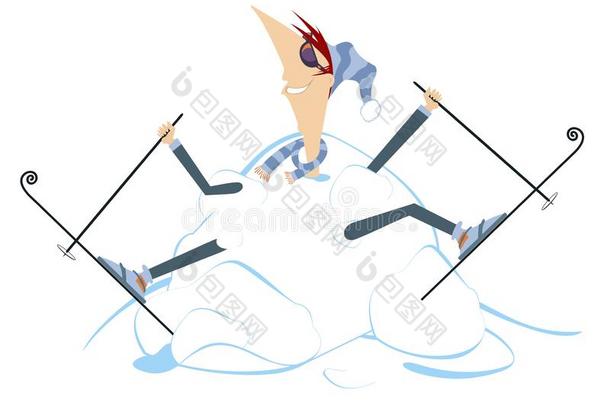 漫画滑雪的人和一大的雪堆illustr一tion
