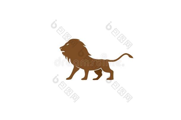 棕色的狮子敞开的口和<strong>吼声</strong>标识