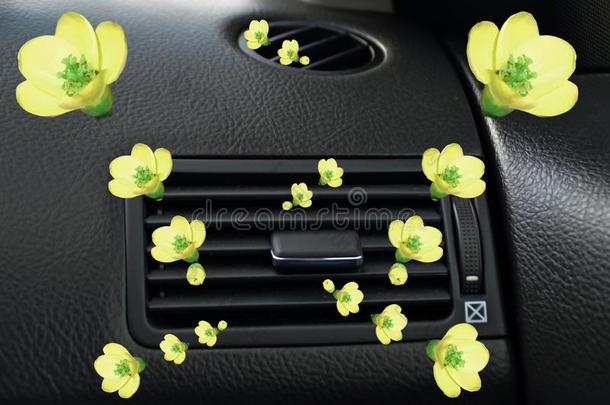 汽车清凉剂芳香黄色的花天空-状态通风设备
