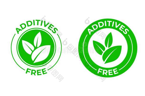 添加剂自由的矢量绿色的有机的叶子偶像.添加剂自由的不