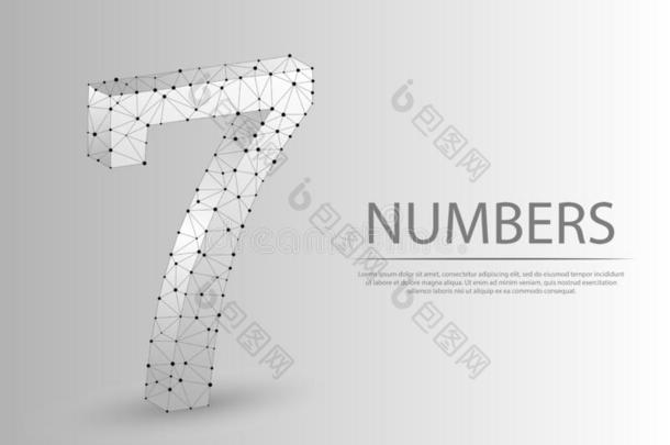 数字num.七3英语字母表中的第四个字母低的工艺学校抽象的说明.折纸手工数字7