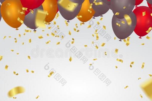 节日的生日背景和气球庆祝横幅临时雇员