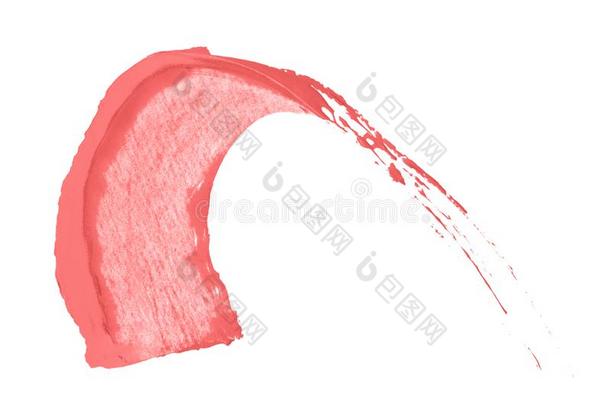 粉红色的珊瑚颜料刷子地点向白色的背景