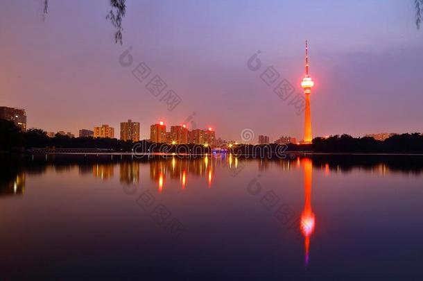 中国中央的无线电和电视塔closed-circuittelevision闭路电视塔
