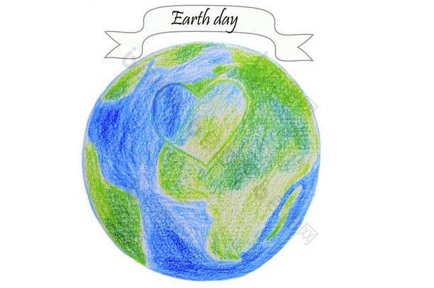 地球一天-地球球和心说明向白色的