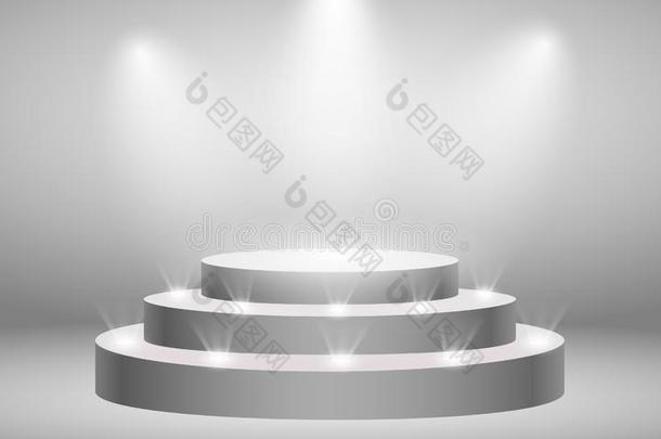 圆形的底座.阶段表演台和照明.获胜的人表演台和Seychelles塞舌尔