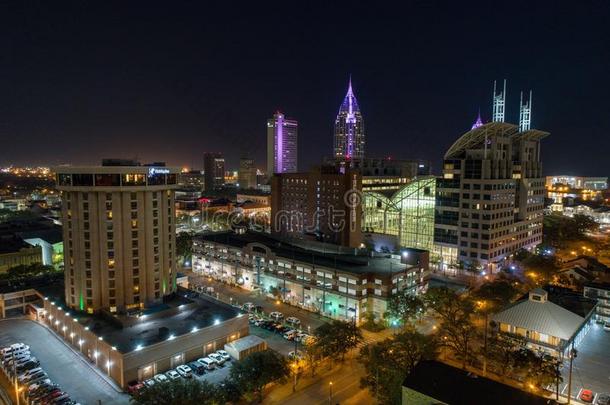 在商业区可移动的,亚拉巴马城市家畜的肺脏在夜