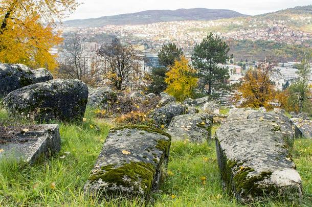 历史的被放弃的犹太人的墓地采用<strong>萨拉热窝</strong>.波斯尼亚和她