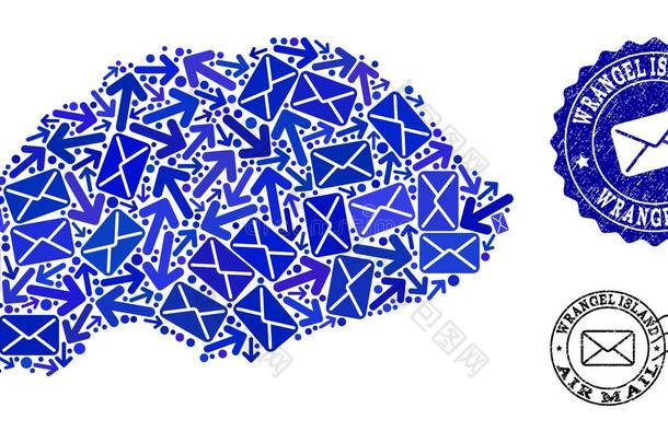 邮件交通拼贴画关于马赛克地图关于弗兰格尔岛岛和质地