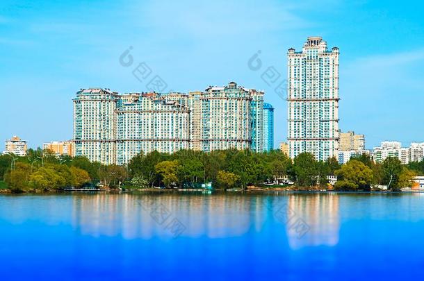 斯特罗基诺地区摩天大楼莫斯科背景