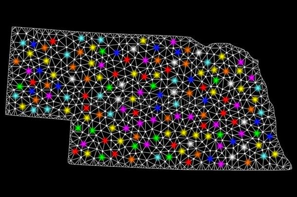网孔网地图关于内布拉斯加州国家和明亮的光地点