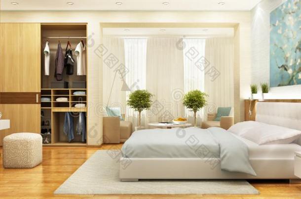大大地现代的卧室设计和滑行的衣柜