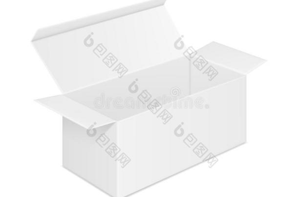矢量现实的影像关于空白的敞开的矩形的纸盒