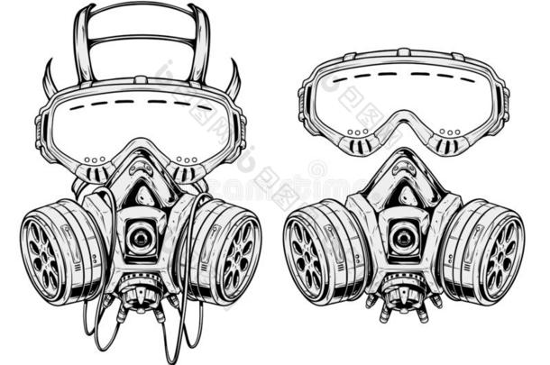 图解的详细的保护的气体面具口罩
