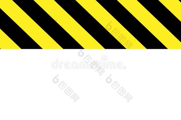 小心或警告采用黑的和黄色的条纹和白色的部分