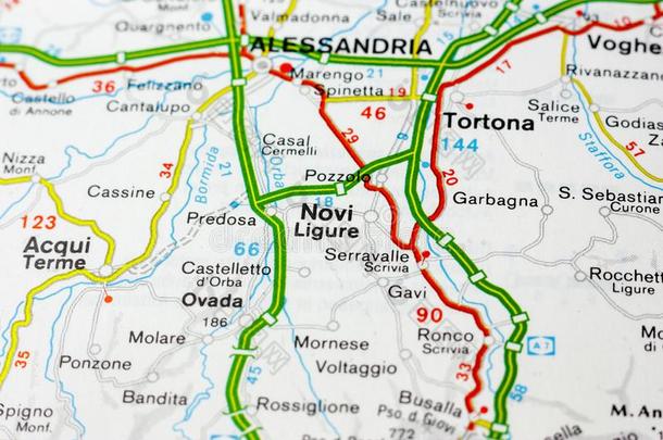地理学的地图关于欧洲的国家意大利和诺维紫玛瑙城市