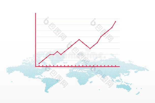 生长图表和世界地图象征.矢量信息图元素.